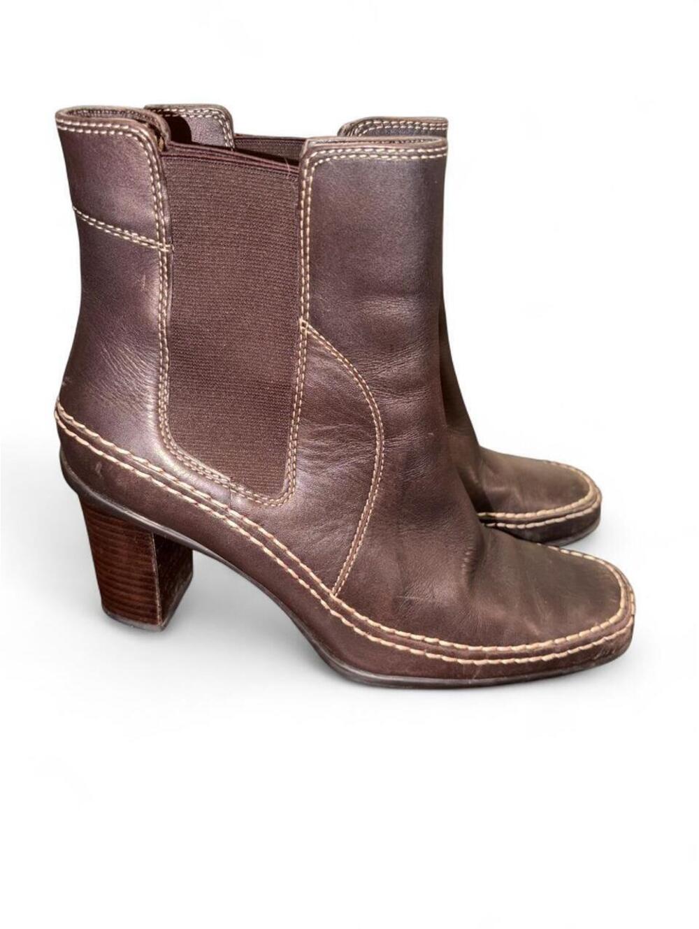 Naturalizer "Goring Place" Brown Leather Square Toe Chelsea Ankle Boots